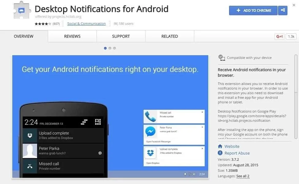 desktop notifications for android