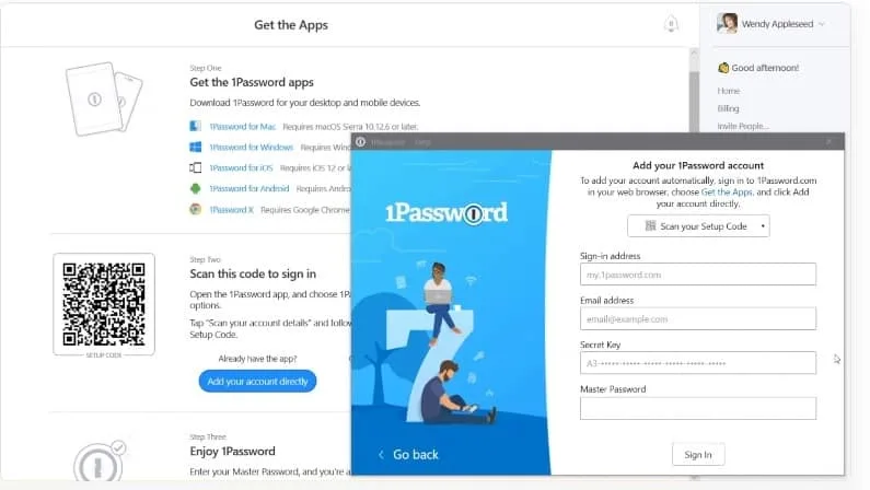 1password installation and setup