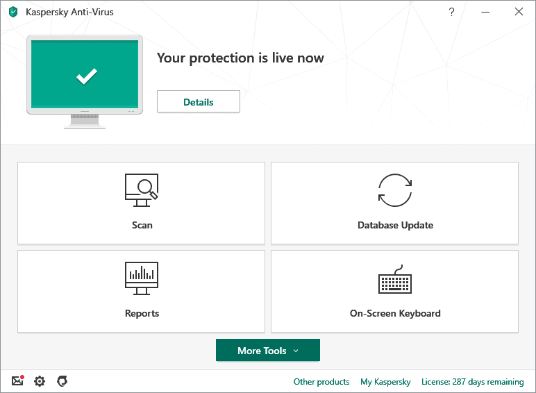 kaspersky interface