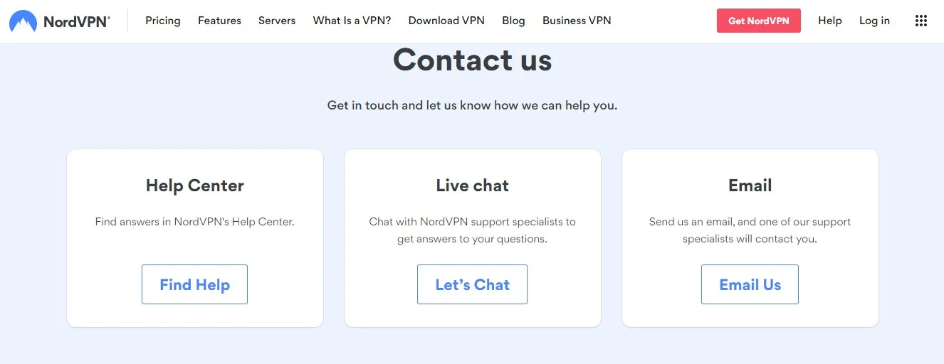 Customer Service using NordVPN